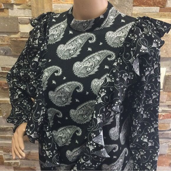 TED BAKER Paisley Frill ruffle High neck Blouse - Picture 6 of 10